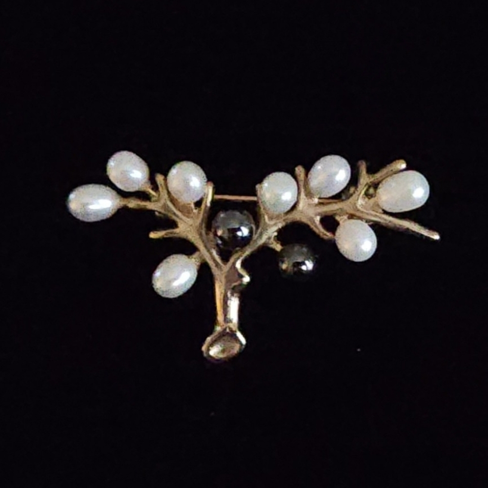 Seed Pearl Goldtone Brooch NWOT